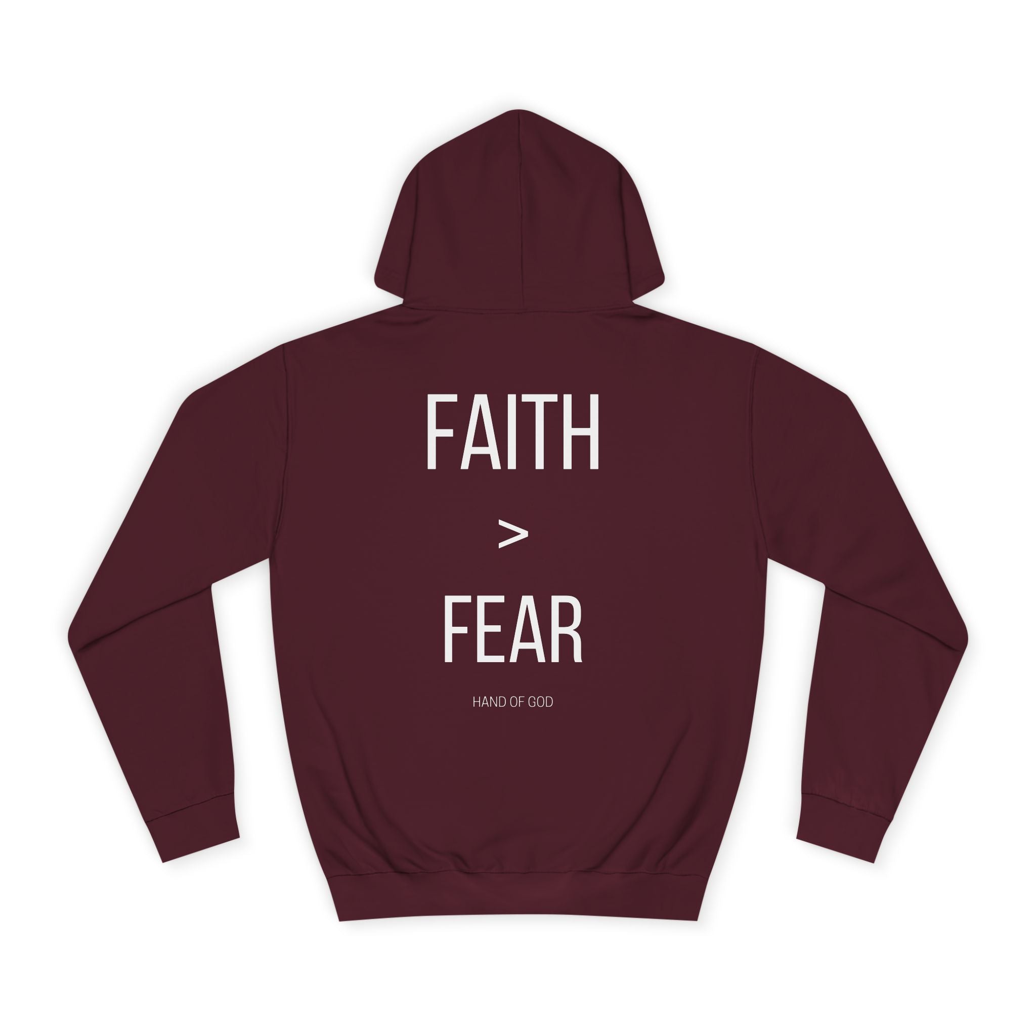 Faith > Fear Hoodie | Hand of God Christian Faith Apparel | Inspirational Sweatshirt