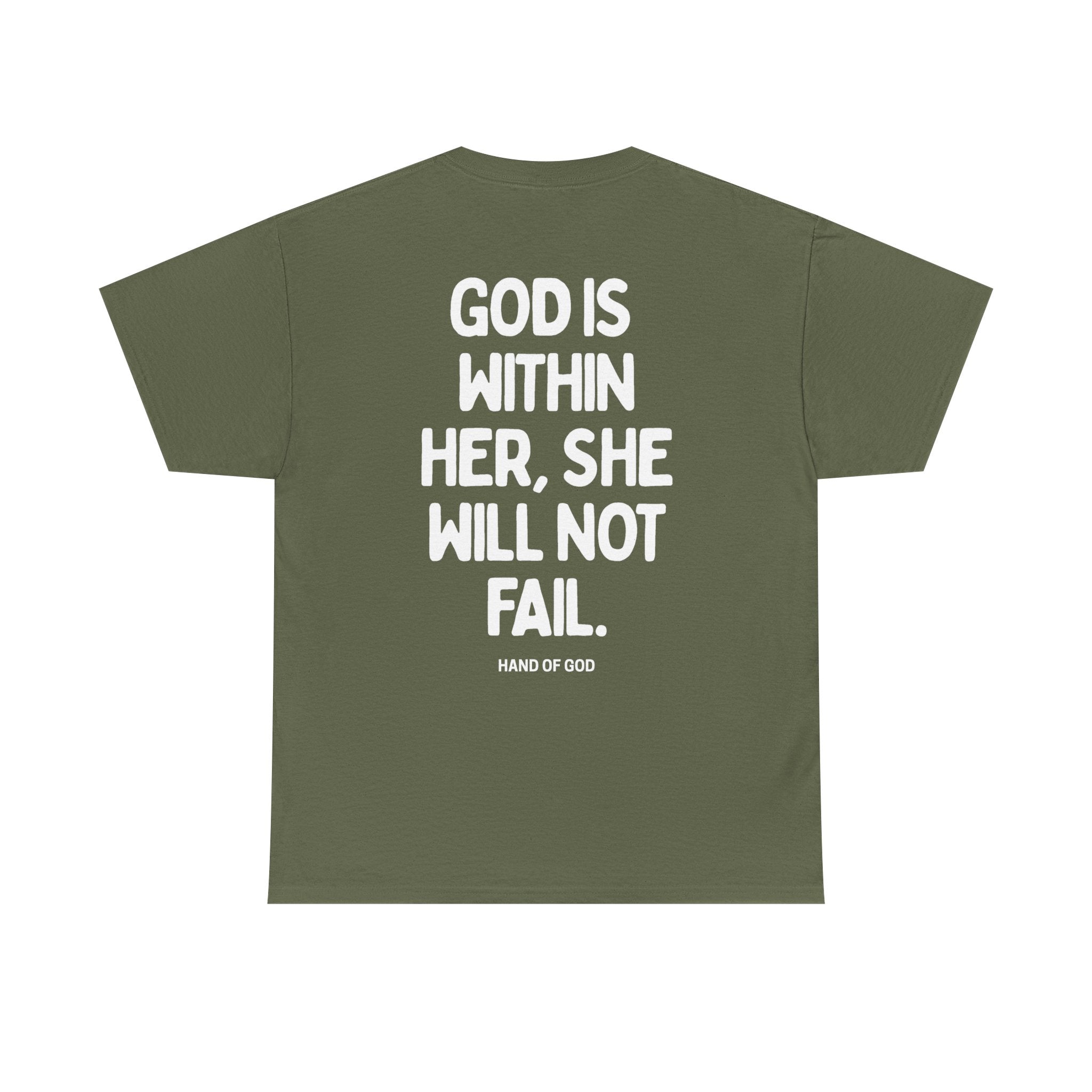God Is Within Her She Will Not Fail | Psalm 46:5 Christian Women's T-Shirt | HAND OF GOD