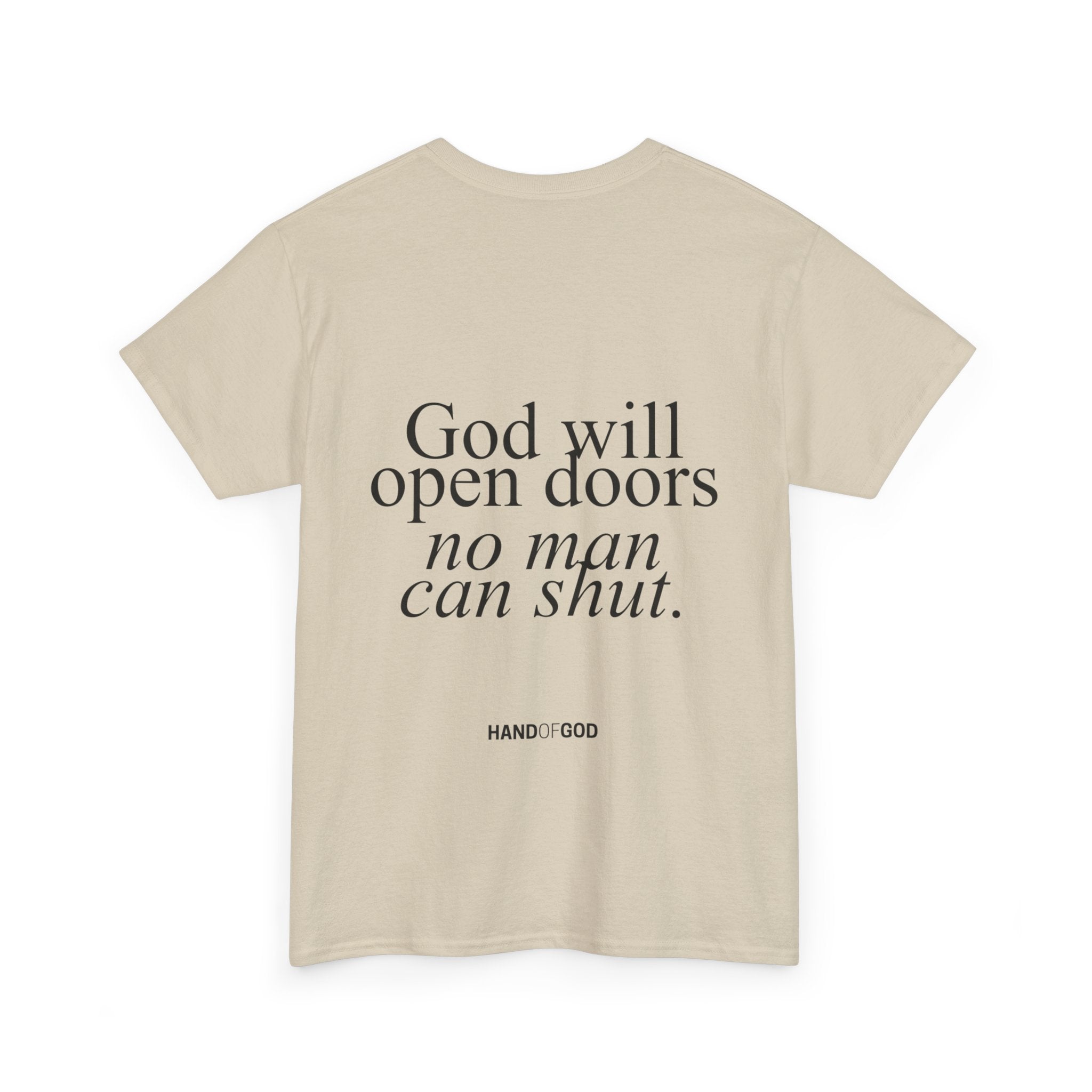 God Will Open Doors No Man Can Shut T-Shirt | Christian Faith Apparel | Hand of God Tee