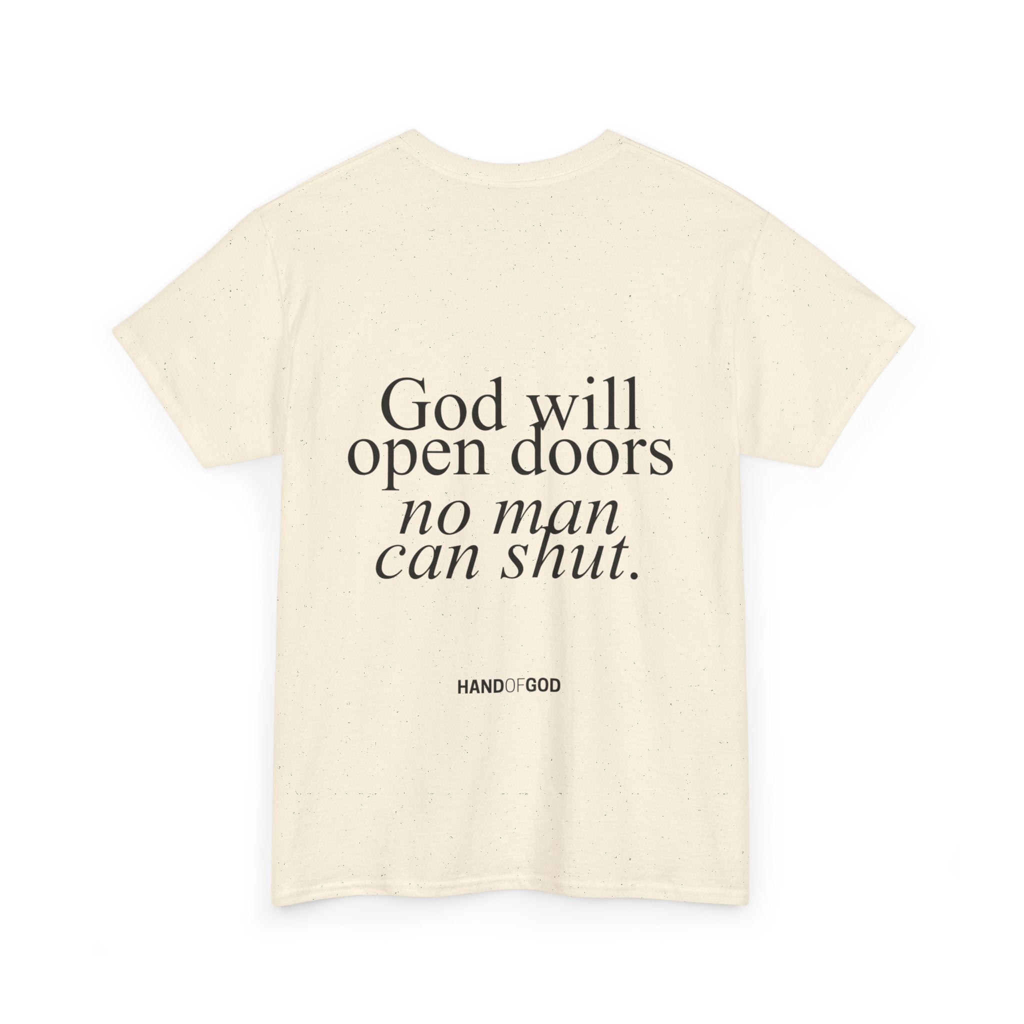 God Will Open Doors No Man Can Shut T-Shirt | Christian Faith Apparel | Hand of God Tee